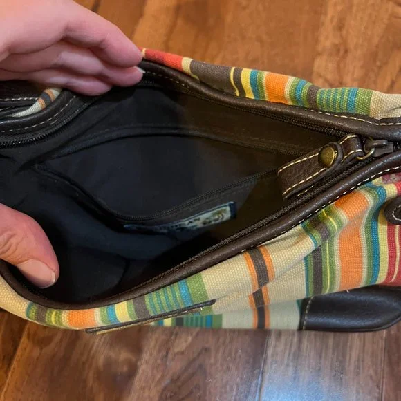 Carribean Joe Island Supply Canvas Striped purse shoulder bag - Picture 4 of 6